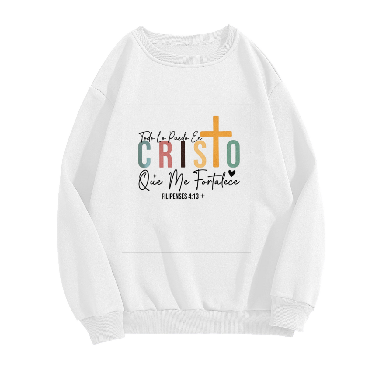 Spanish Cristo Faith Verse Inspirational Crewneck Sweatshirt