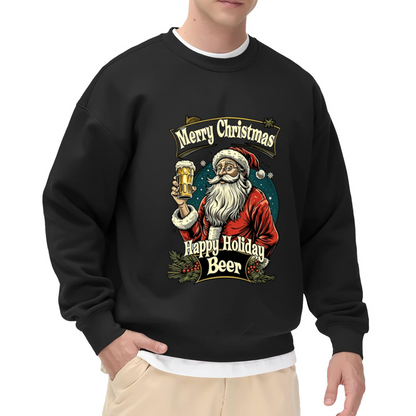 Beer Lover Santa Merry Christmas Retro Crewneck Sweatshirt