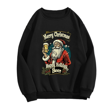 Beer Lover Santa Merry Christmas Retro Crewneck Sweatshirt