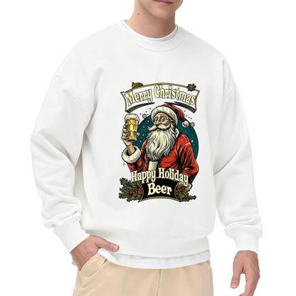 Beer Lover Santa Merry Christmas Retro Crewneck Sweatshirt