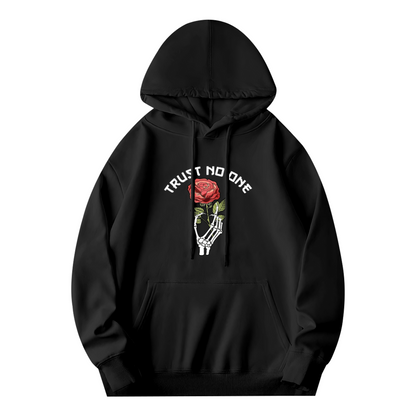 Trust No One Skeleton Hand & Rose Gothic Hoodie