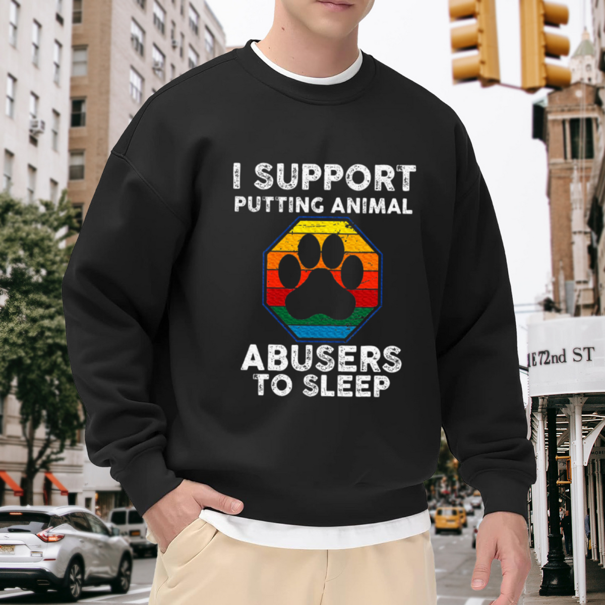 I Support Putting Animal Abusers To Sleep Animal?Lover Crewneck Sweatshirt