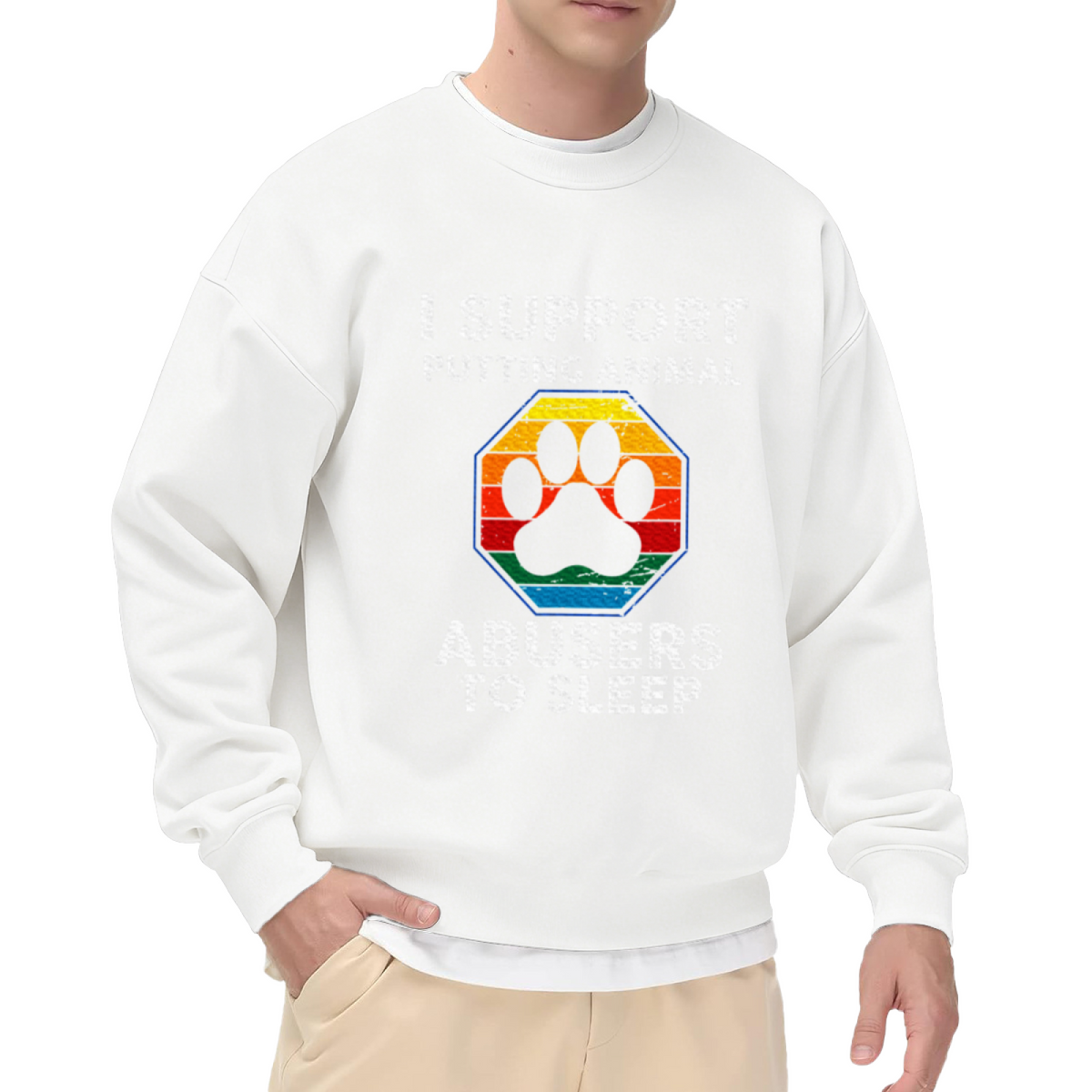 I Support Putting Animal Abusers To Sleep Animal?Lover Crewneck Sweatshirt