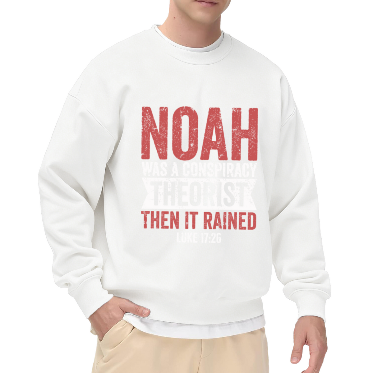 Noah Conspiracy Theorist Bible Faith Crewneck Sweatshirt