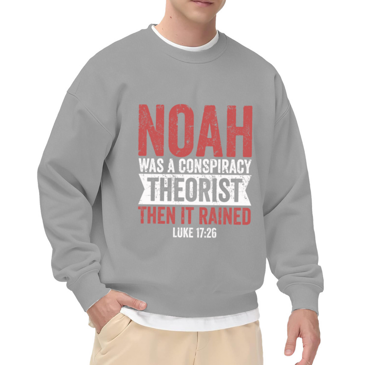 Noah Conspiracy Theorist Bible Faith Crewneck Sweatshirt