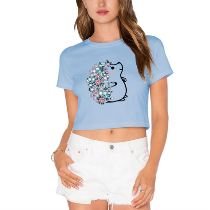 Floral Covered Frog Cute Kawaii Bright Red Crop Top