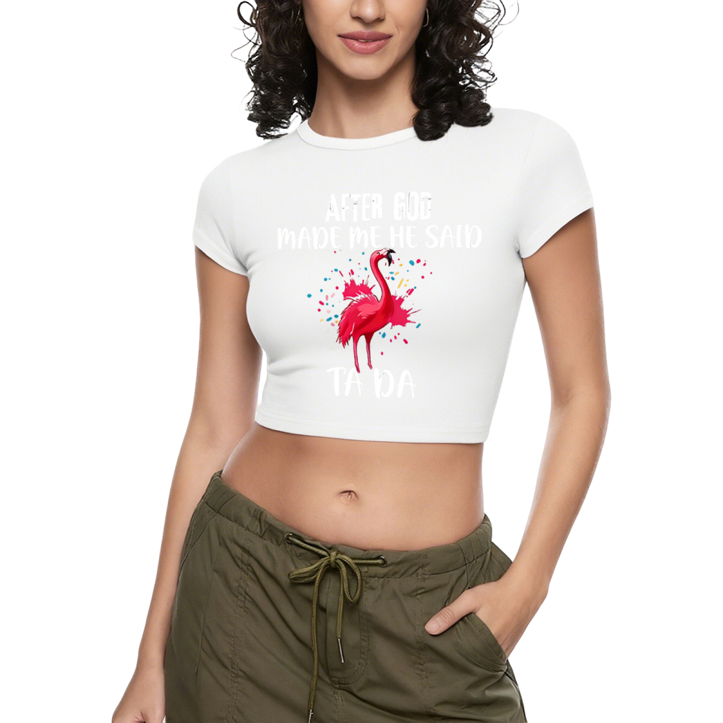 Cursive Happy Daisy Bright Red Summer Crop Tee