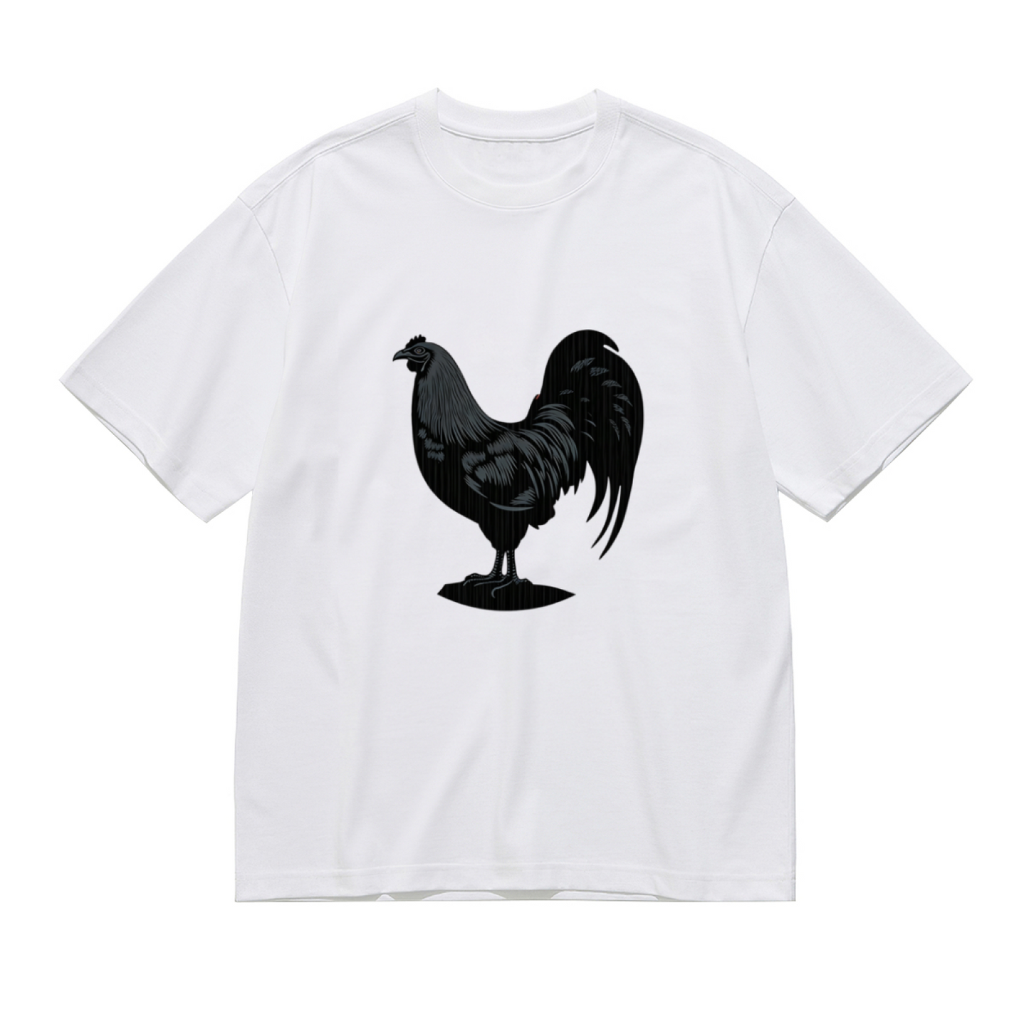 Classic Black Rooster Vintage Silhouette Tee