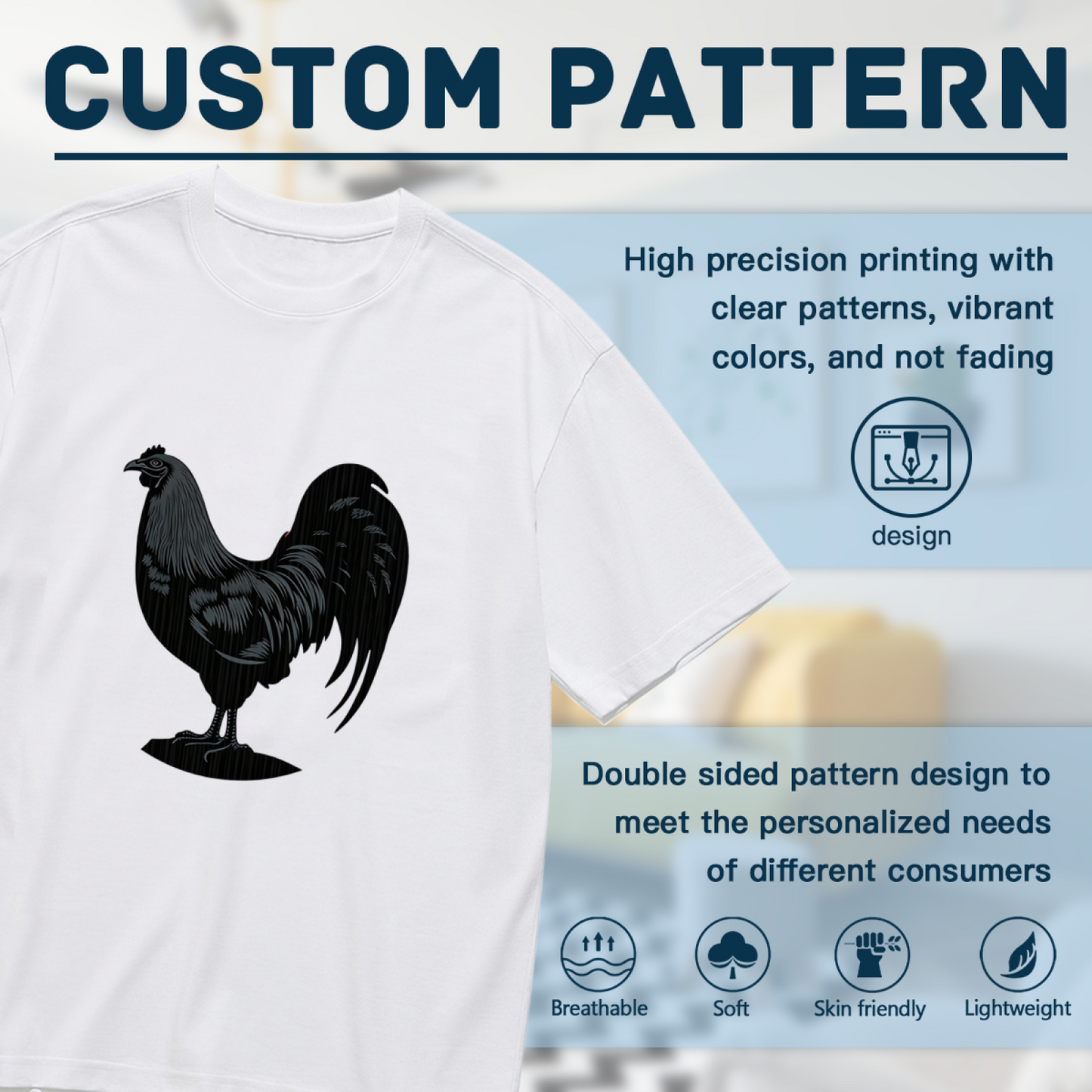 Classic Black Rooster Vintage Silhouette Tee