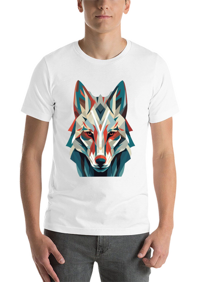 Geometric Wolf Graphic Tee - Modern Art Shirt