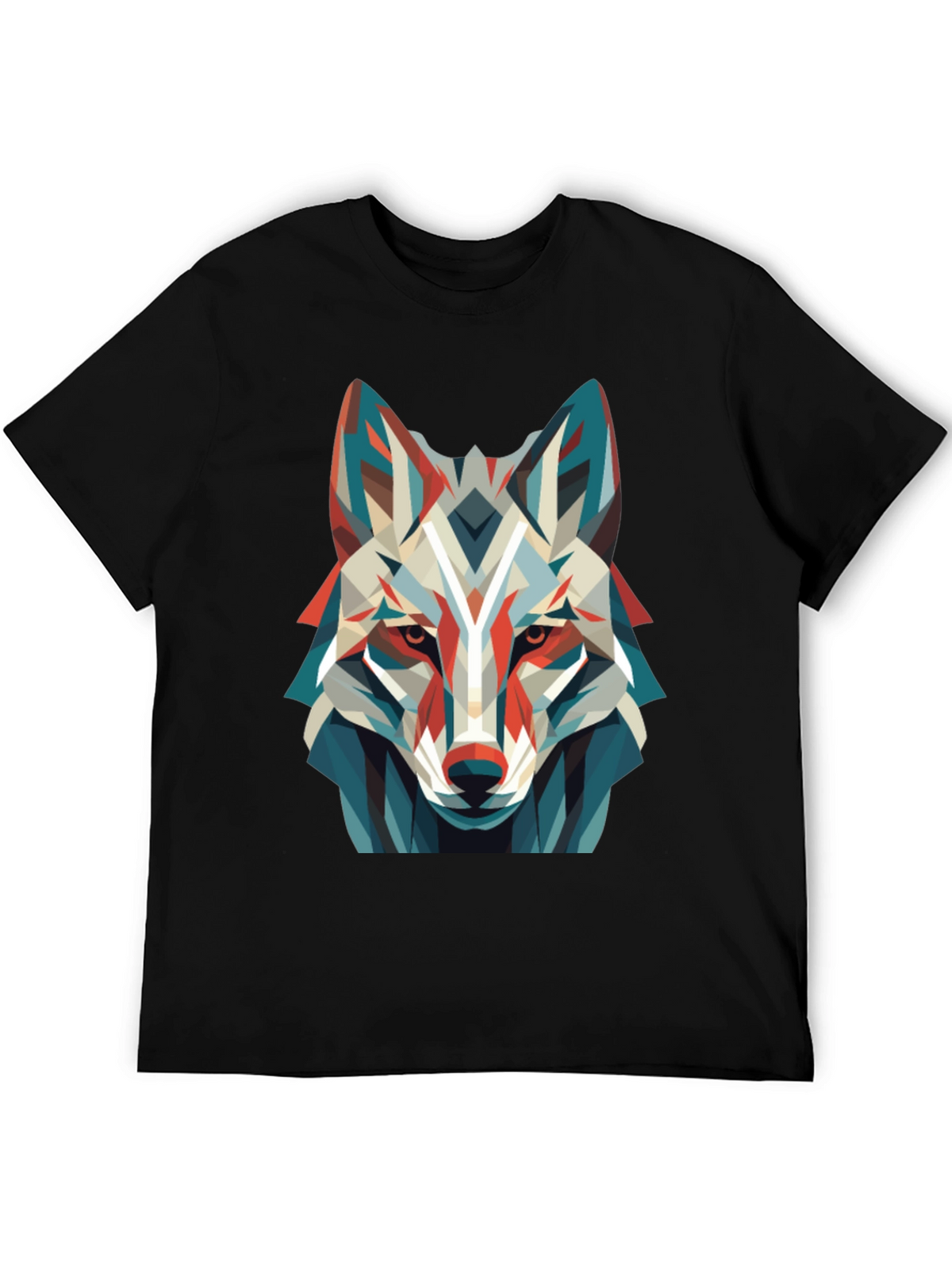 Geometric Wolf Graphic Tee - Modern Art Shirt