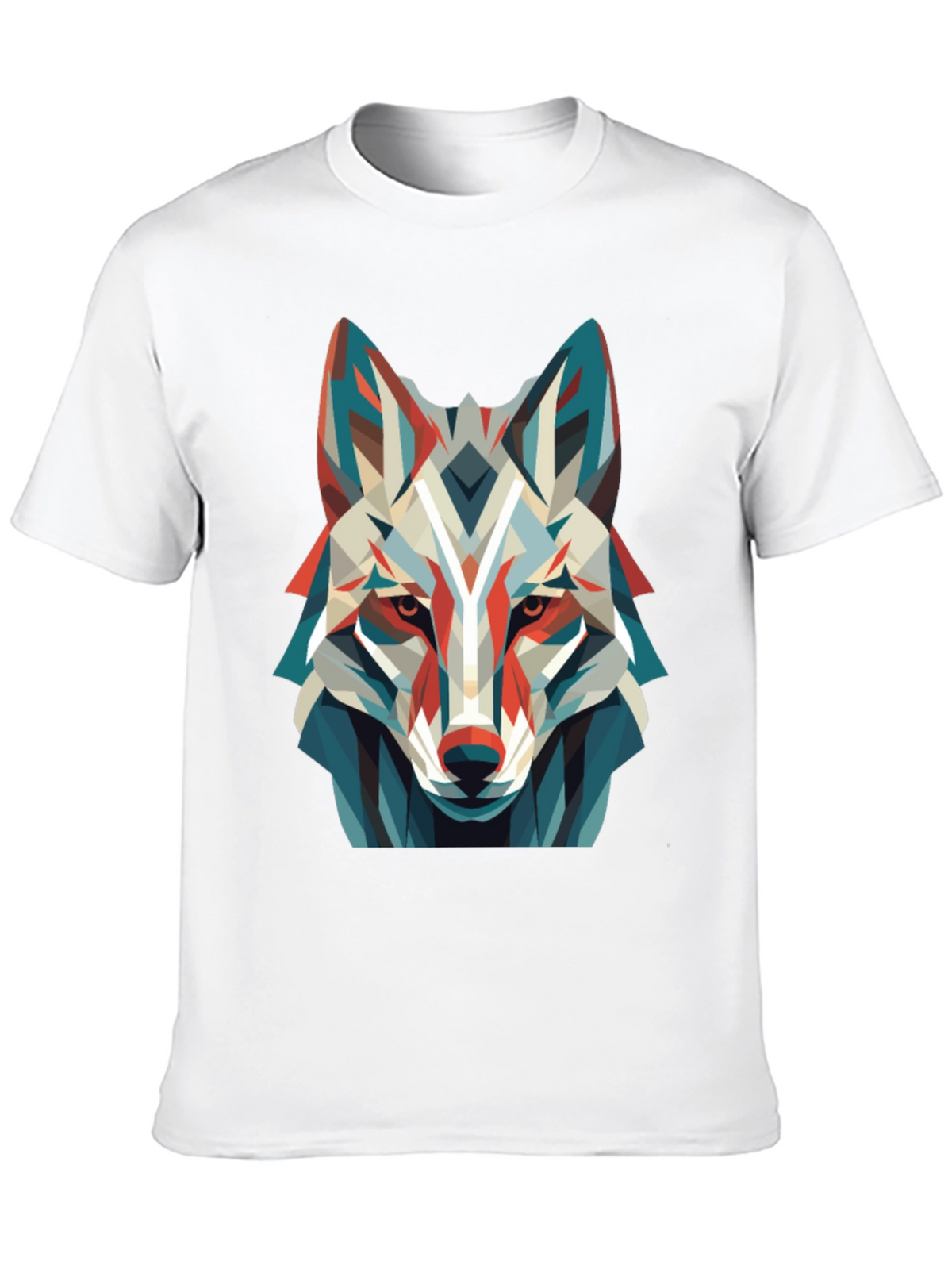 Geometric Wolf Graphic Tee - Modern Art Shirt