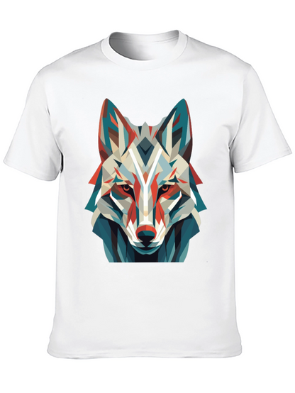Geometric Wolf Graphic Tee - Modern Art Shirt