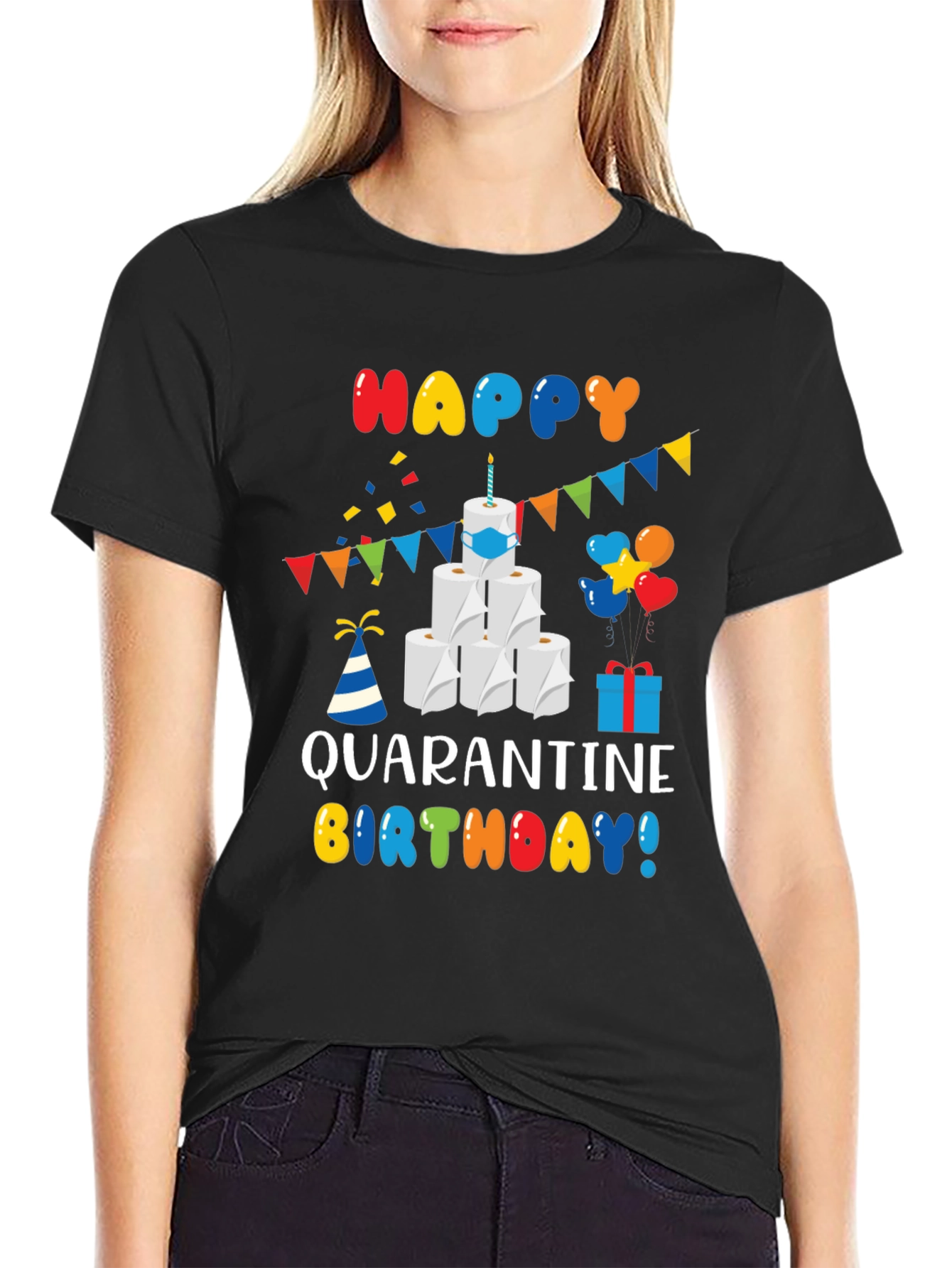 Quarantine Birthday T-Shirt - Toilet Paper Cake Graphic Tee