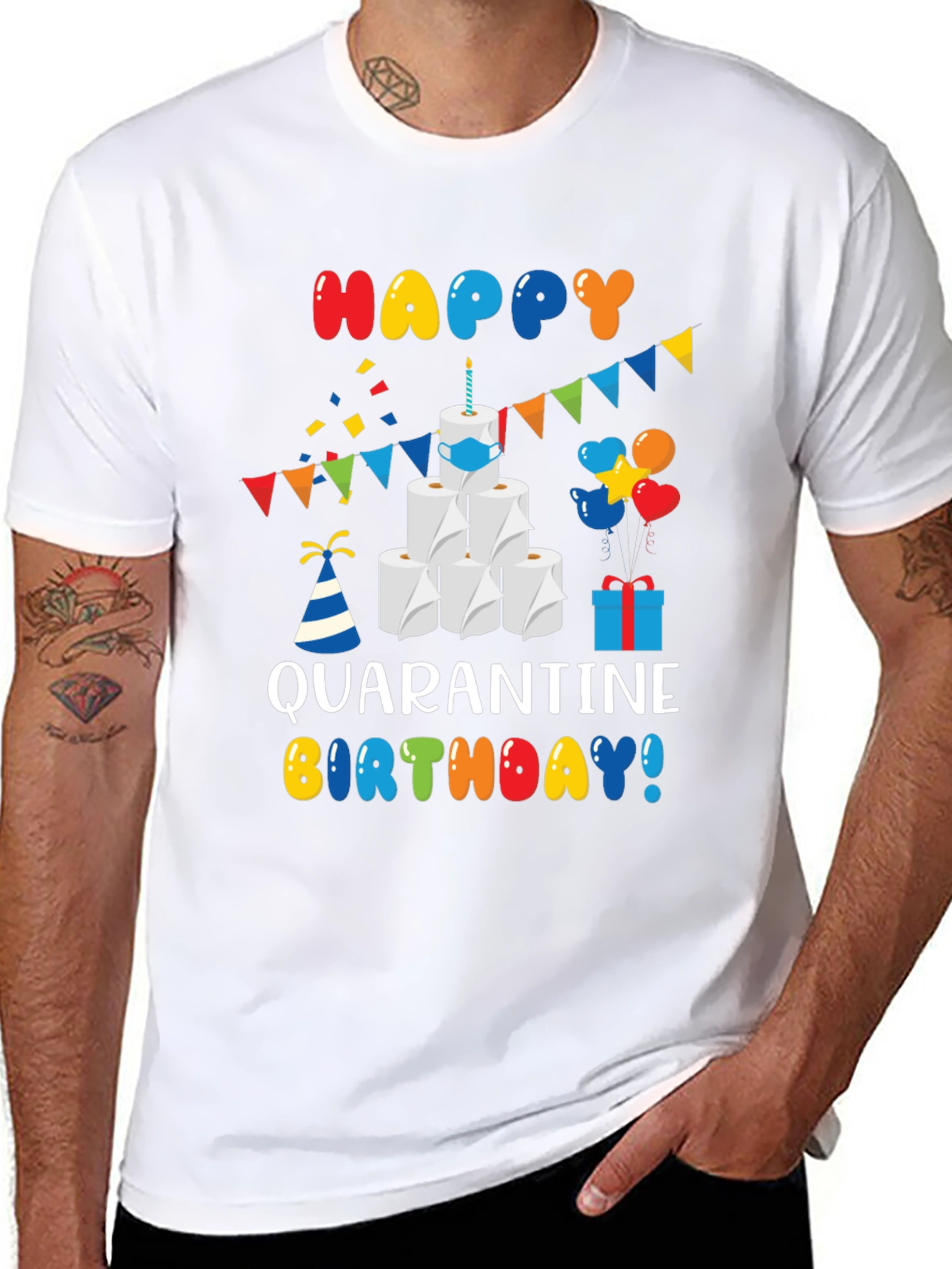 Quarantine Birthday T-Shirt - Toilet Paper Cake Graphic Tee