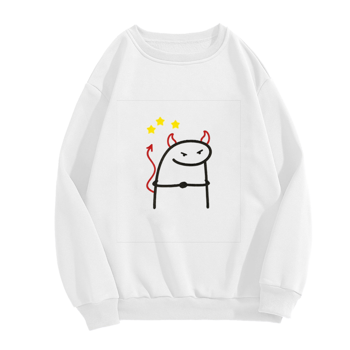 Funny Little Devil Stick Figure Cartoon Crewneck Sweatshirt