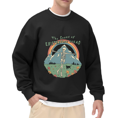 The Sound of Existential Dread Skeleton Mountain Art Crewneck Sweatshirt