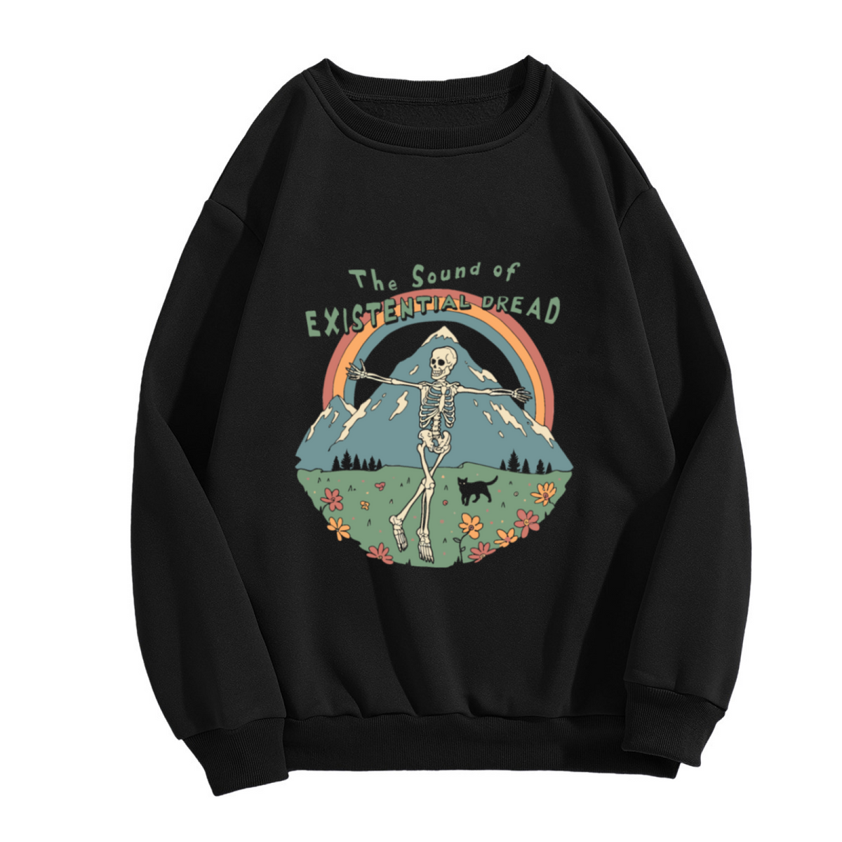 The Sound of Existential Dread Skeleton Mountain Art Crewneck Sweatshirt