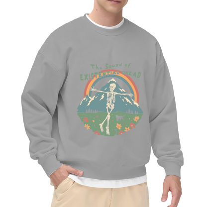 The Sound of Existential Dread Skeleton Mountain Art Crewneck Sweatshirt