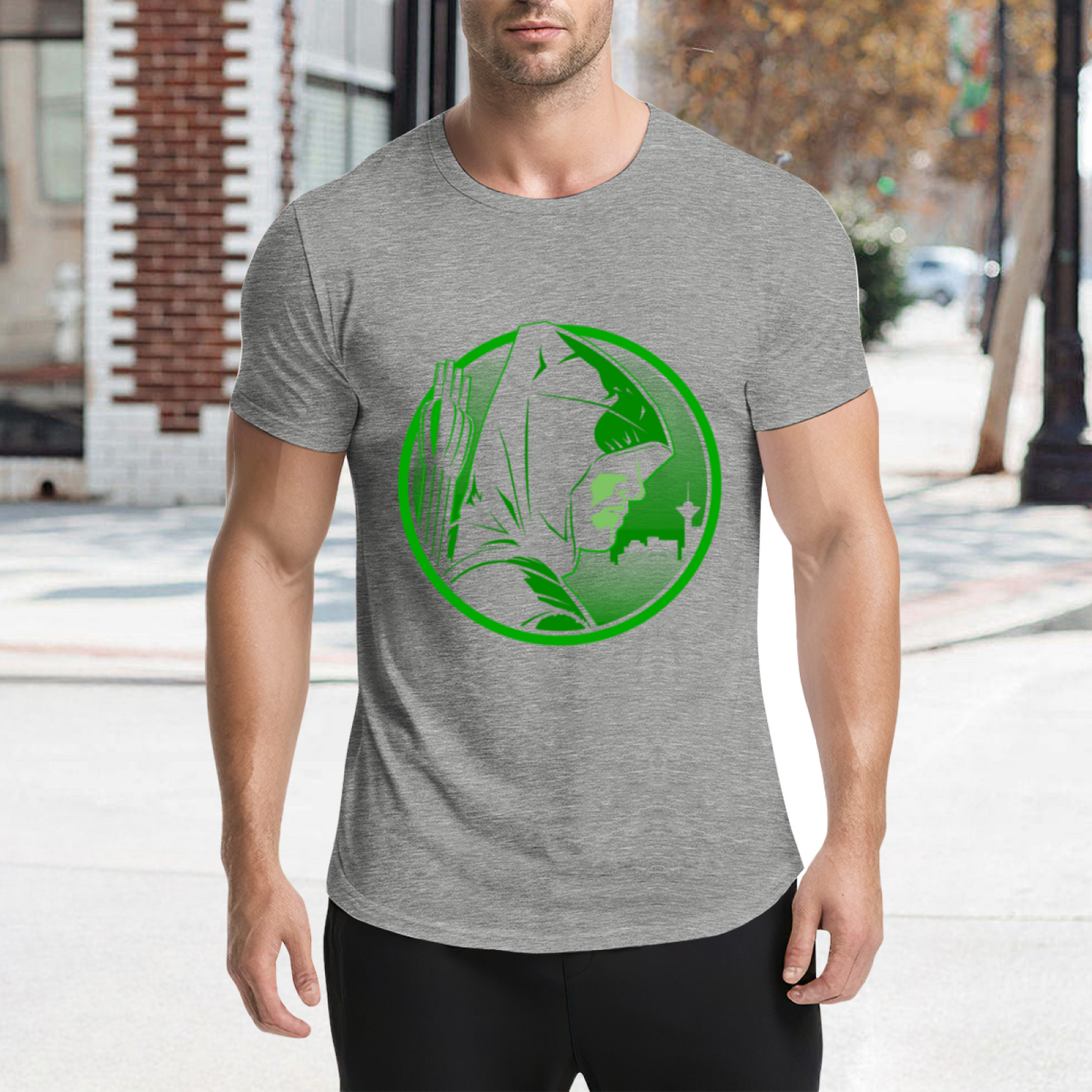 DC Arrow Green Arrow Comic Graphic Grey Tee