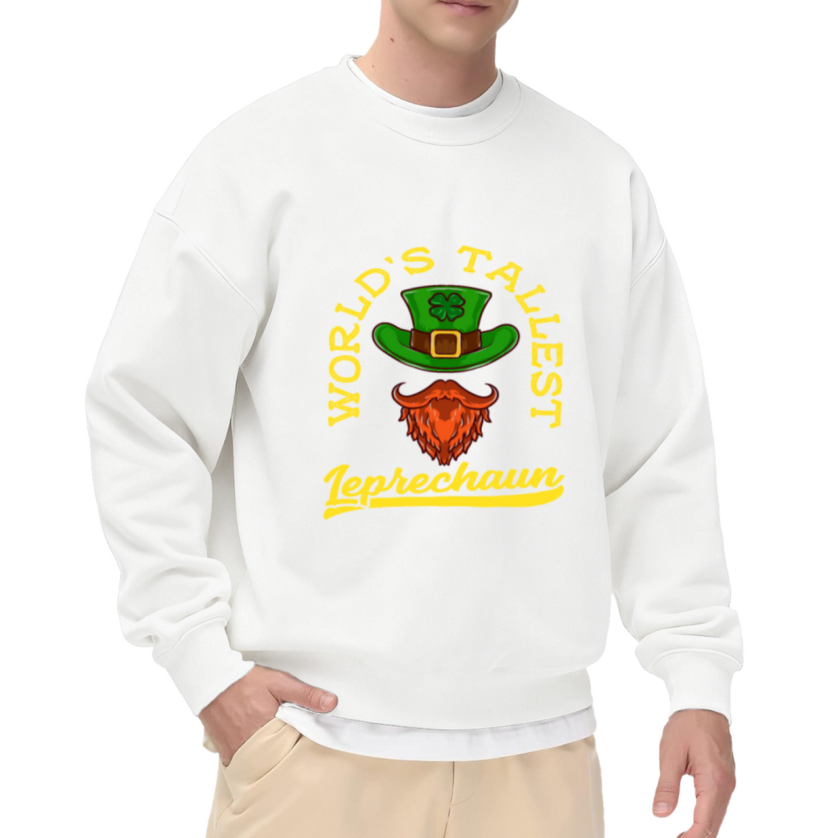 World's Tallest Leprechaun St Patrick's Day Fun Crewneck Sweatshirt