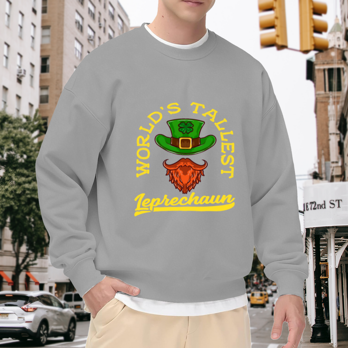 World's Tallest Leprechaun St Patrick's Day Fun Crewneck Sweatshirt