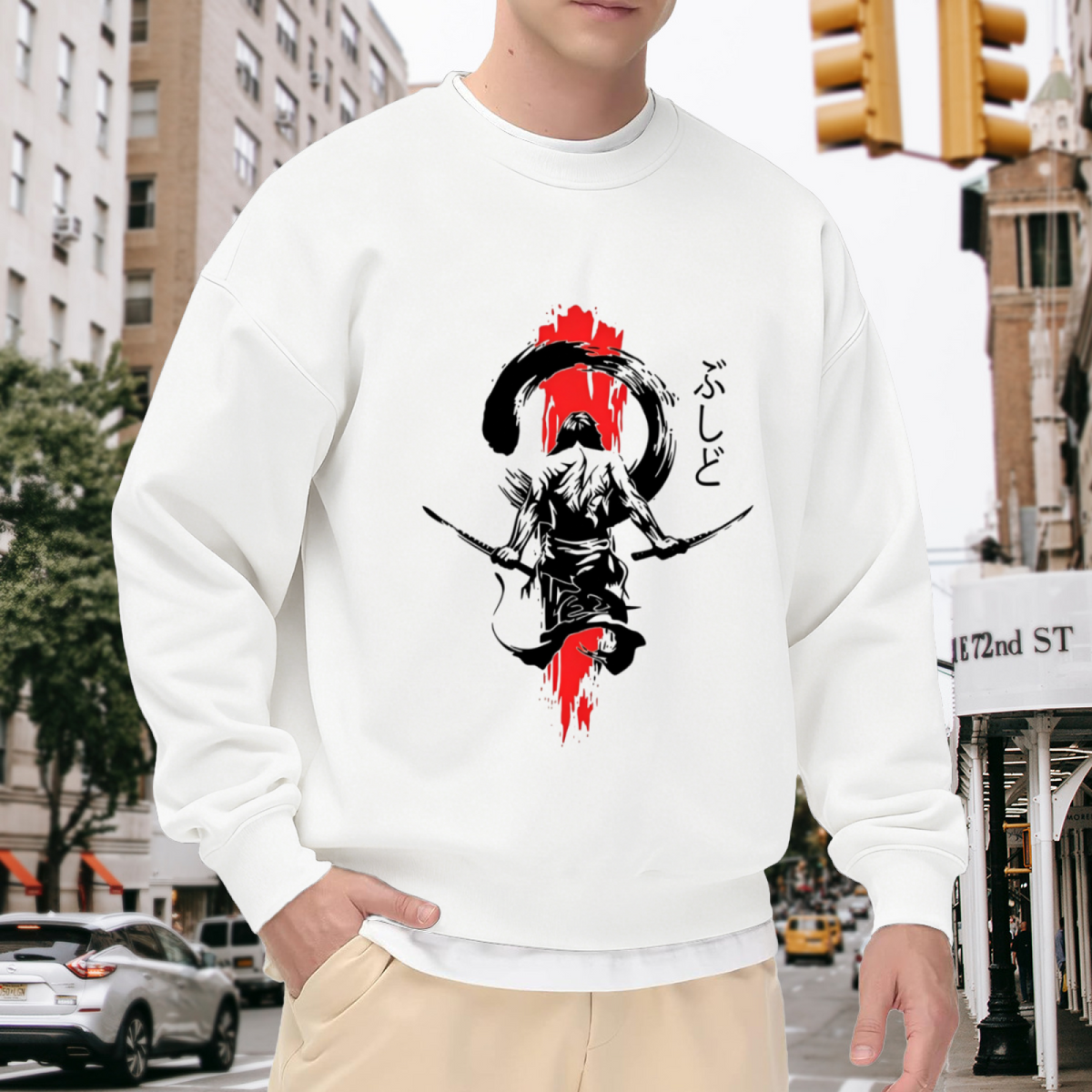 Japanese Samurai Ink Wash Street Sweatshirt