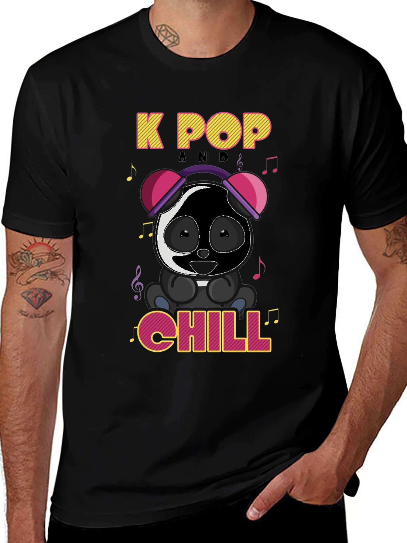 K-Pop Panda Chill Graphic T-Shirt