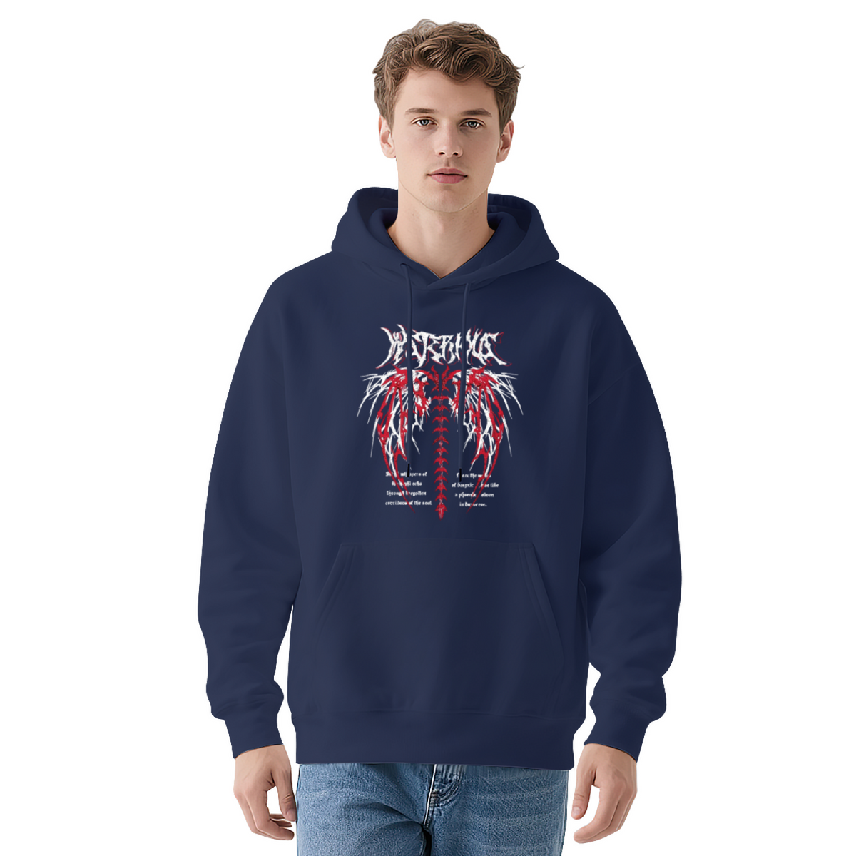 Dark Metal?Style Skeleton Art Graphic Black Hoodie