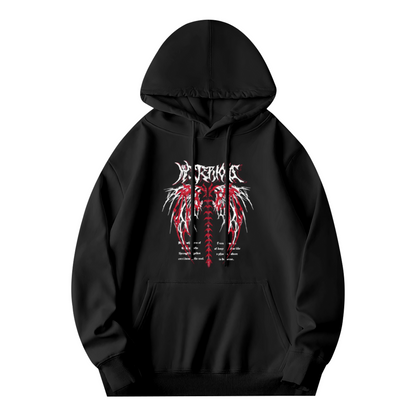 Dark Metal?Style Skeleton Art Graphic Black Hoodie