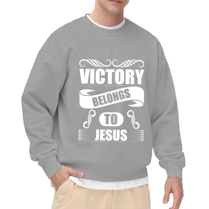 Victory Belongs To Jesus Faith Religious Statement Crewneck Sweatshirt