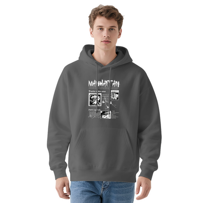 Manhattan Vintage Newspaper Art Urban Streetwear Hoodie