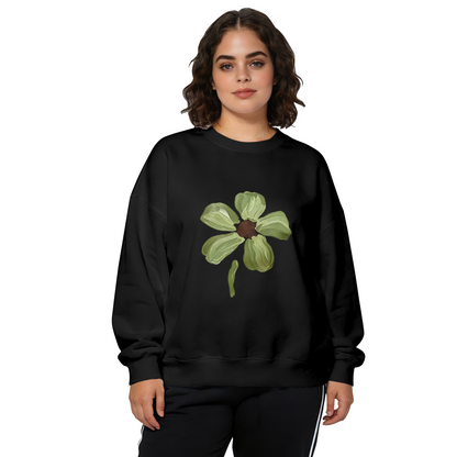 Hand?Painted Style Green Four?Leaf Clover Crewneck Sweatshirt