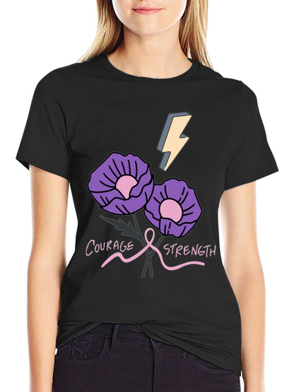 Courage Strength Flower Graphic T-Shirt