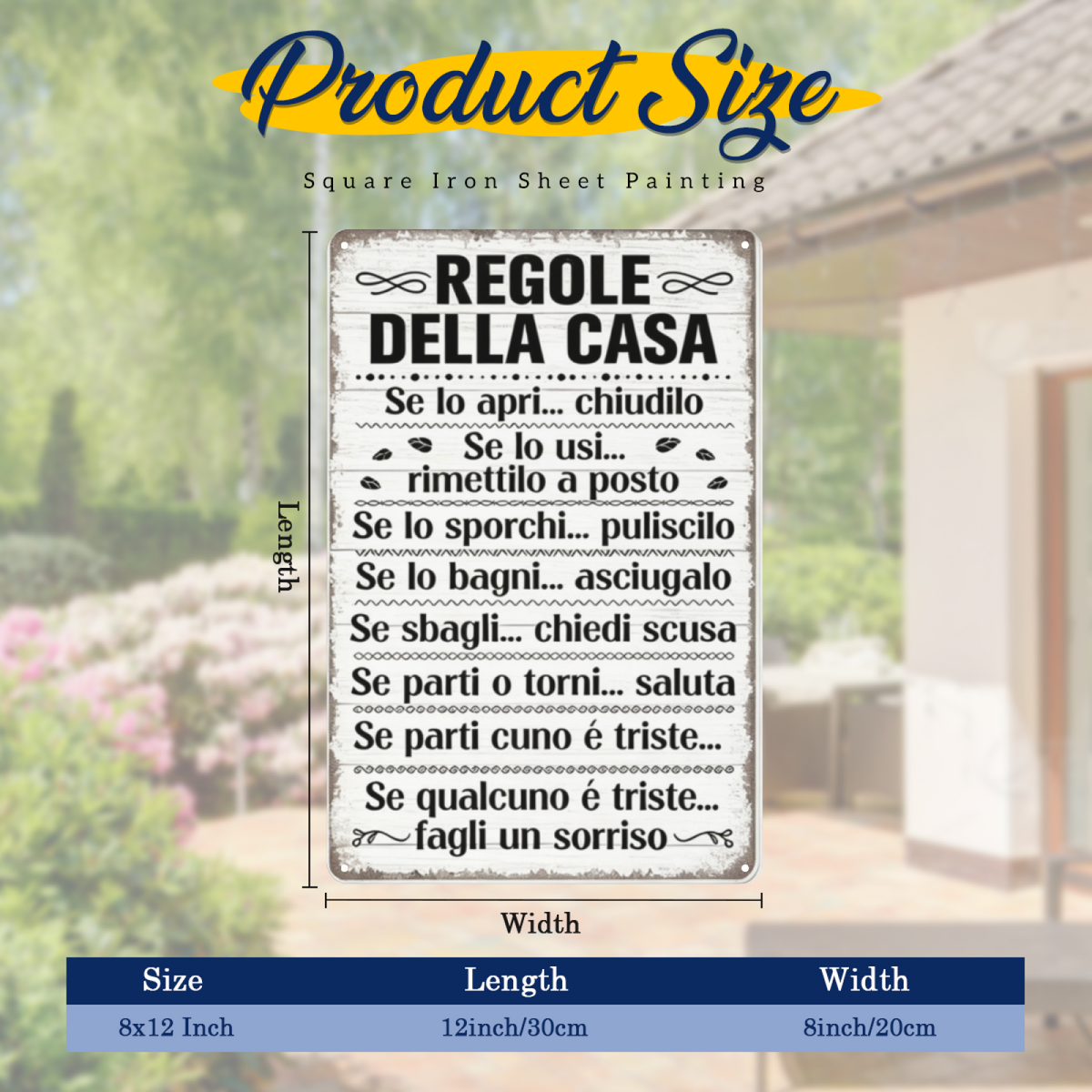 Italian Family House Rules Vintage Wooden Style Tin Sign
