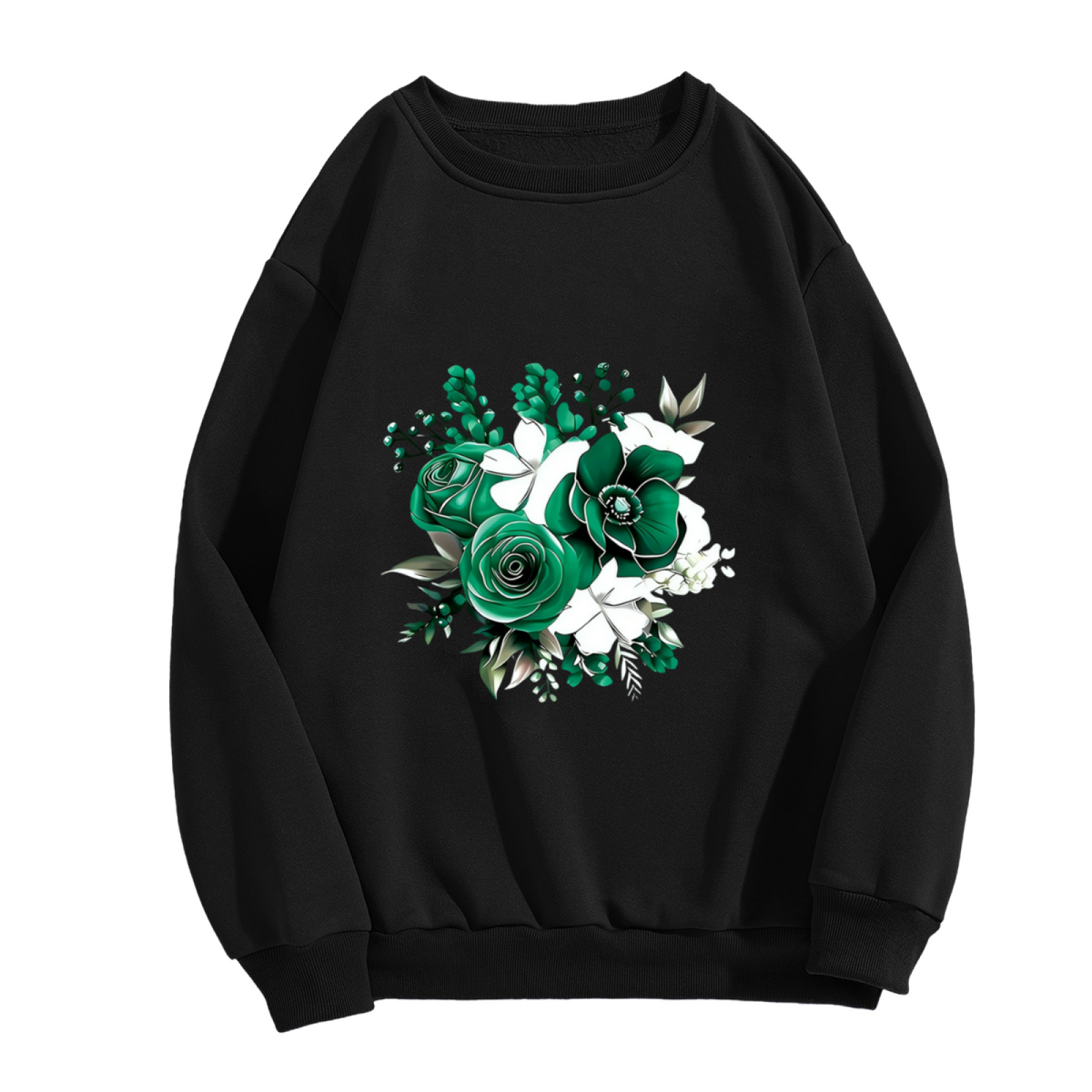 Stunning Green?White Floral Bouquet Art Crewneck Sweatshirt