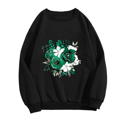 Stunning Green?White Floral Bouquet Art Crewneck Sweatshirt