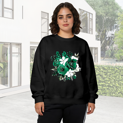 Stunning Green?White Floral Bouquet Art Crewneck Sweatshirt