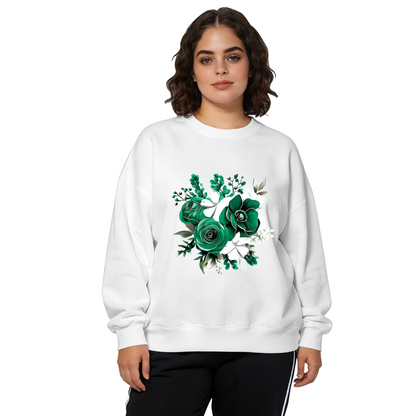 Stunning Green?White Floral Bouquet Art Crewneck Sweatshirt