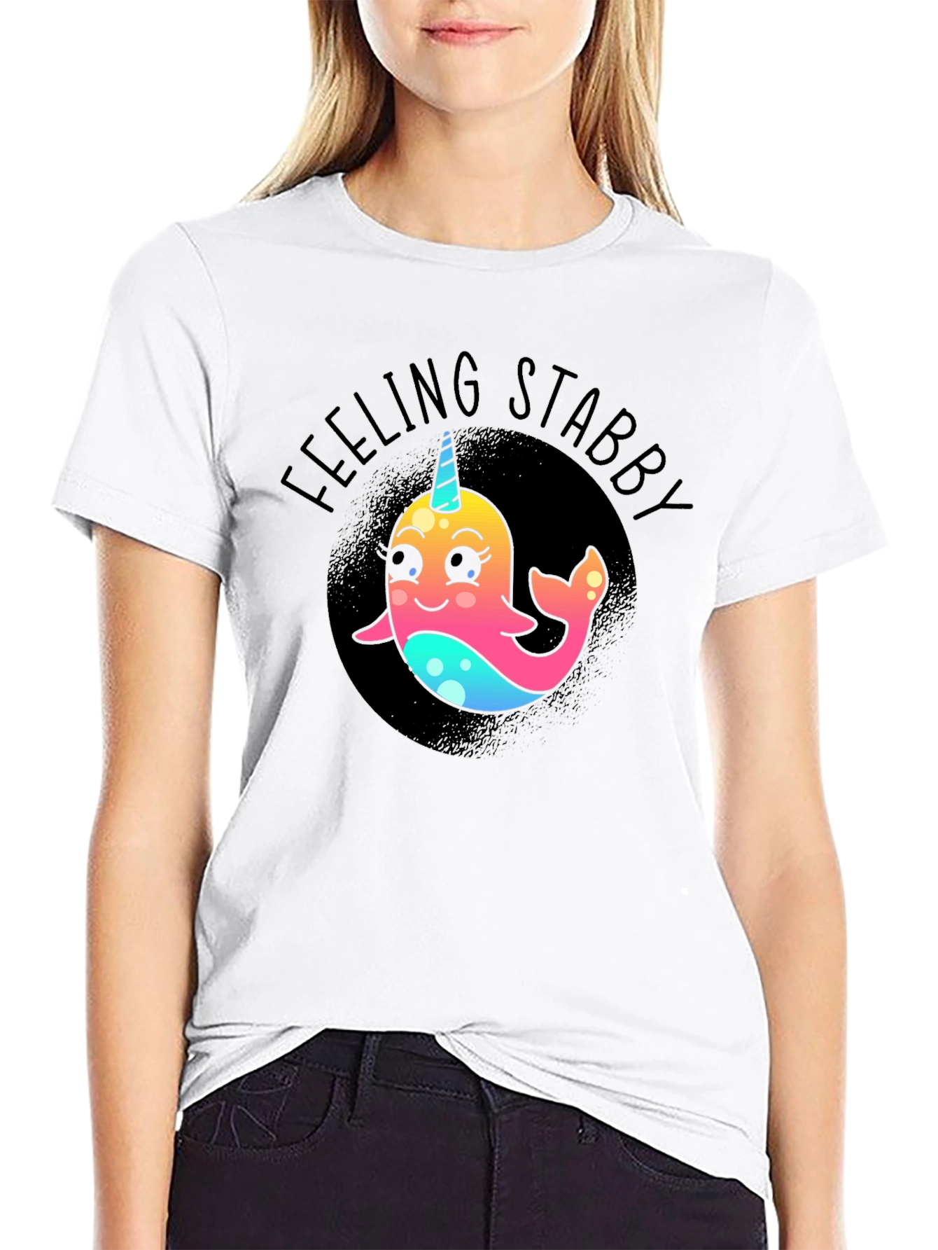 Feeling Stabby Narwhal T-Shirt - Black