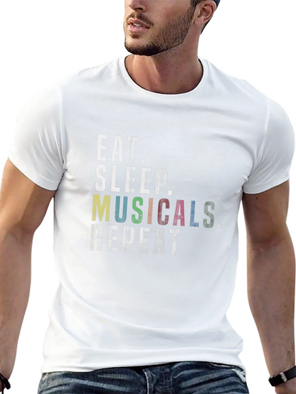 Eat Sleep Musicals Repeat Black Graphic Tee