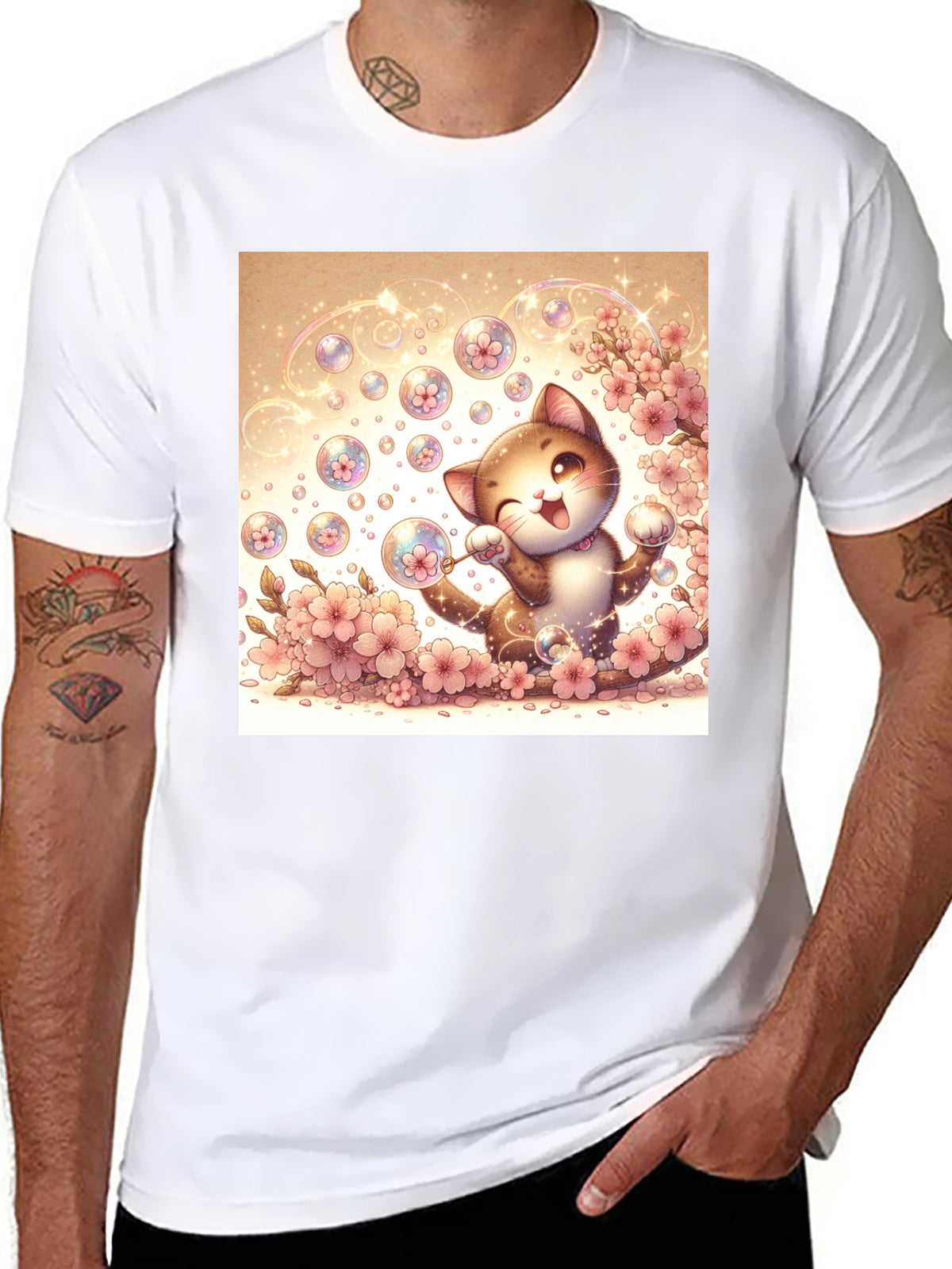 Kawaii Cat Bubble T-Shirt