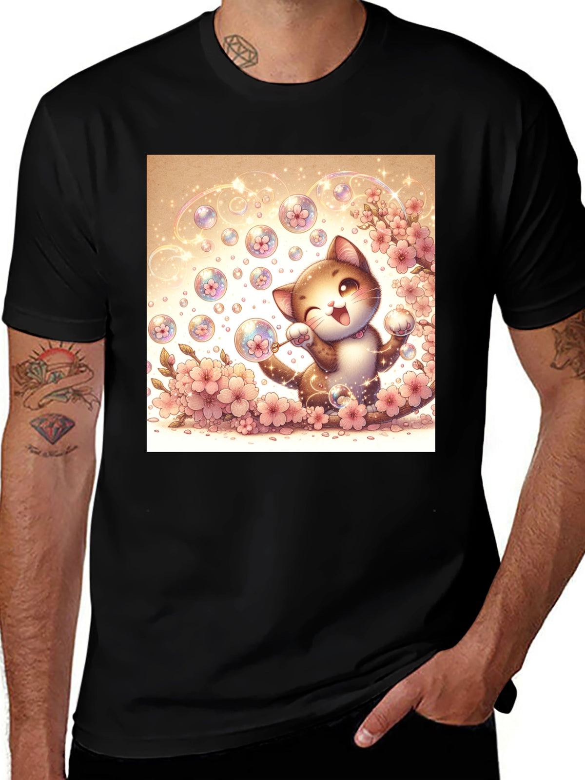 Kawaii Cat Bubble T-Shirt
