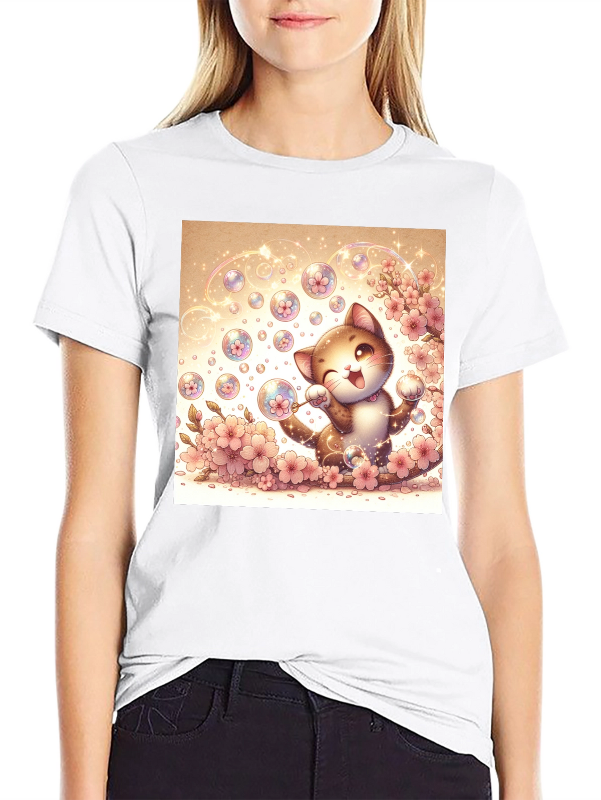 Kawaii Cat Bubble T-Shirt