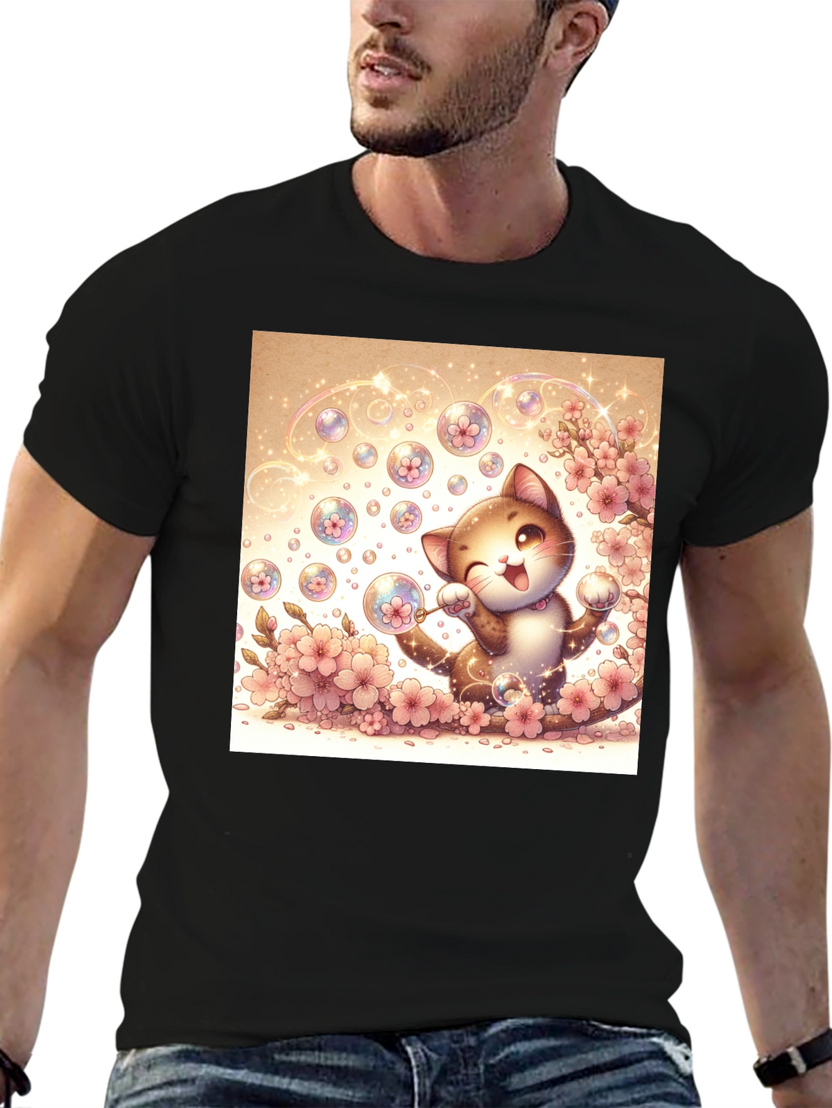 Kawaii Cat Bubble T-Shirt