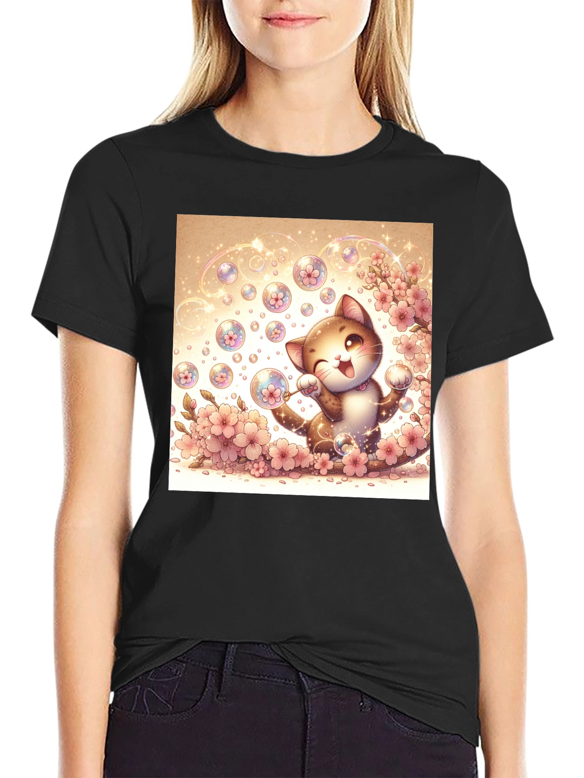 Kawaii Cat Bubble T-Shirt