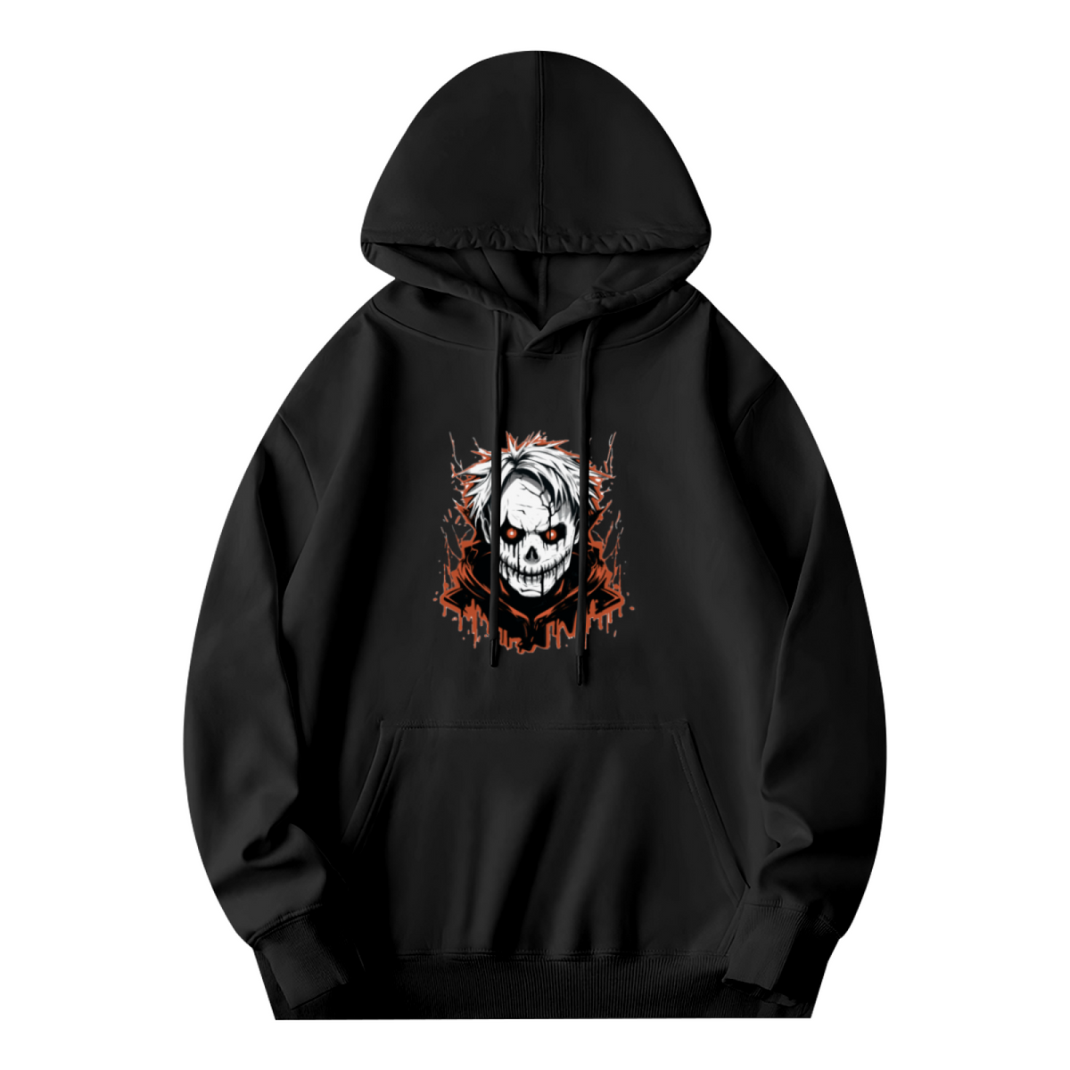 Horror White Hair Skull Dark Style Hoodie, Soft Streetwear Sweatshirt