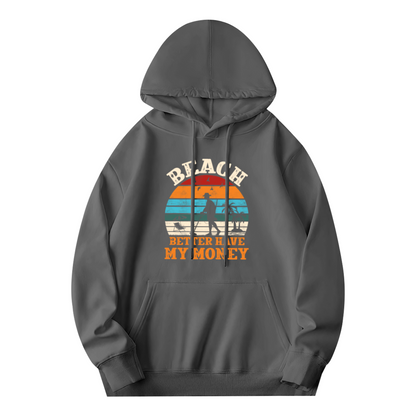 Beach Better Have My Money Retro Gray Hoodie, Unisex Soft Vacation Hoodie