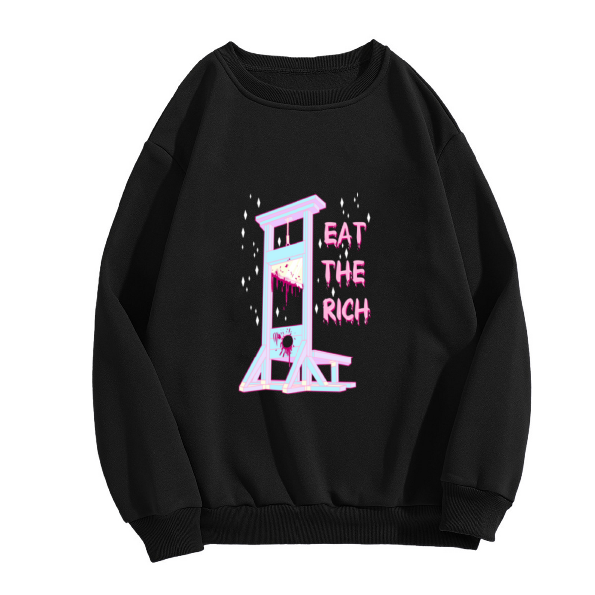 Eat The Rich Guillotine Aesthetic Vaporwave Crewneck Sweatshirt