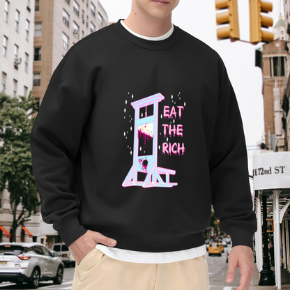 Eat The Rich Guillotine Aesthetic Vaporwave Crewneck Sweatshirt